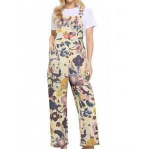 NEW SM WARDROBE botanical floral print overall in beige